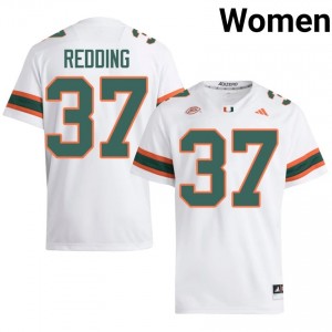 Miami Cortez Redding #37 White Jersey | Premium Stitched NCAA Football Women Apparel 27222914