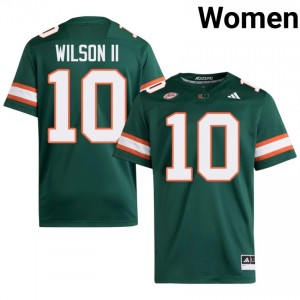 Green Damon Wilson II #10 Canes Jersey | Women High School Football Limited Stitched 54679341