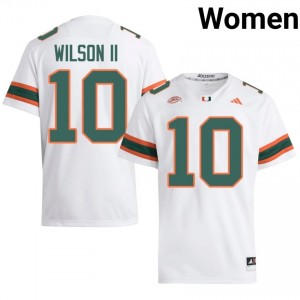 Miami Damon Wilson II #10 White Jersey | Premium Stitched NCAA Football Women Apparel 17505075