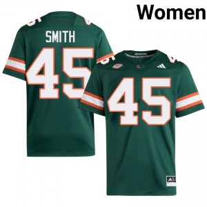 Durable Darrin Smith #45 UM Hurricanes Green Jersey | Women University Football Stitched Fan Gear 57255763
