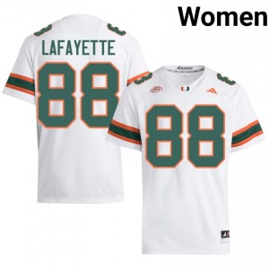 Officially Licensed DeAnthony Lafayette #88 Miami Canes White Jersey | Women University Football Stitched Fan Gear 43859371
