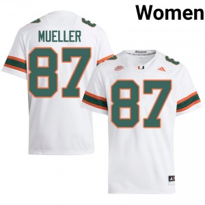 Gavin Mueller #87 UM Hurricanes Jersey | Exclusive White College Football Women Stitched 48004484