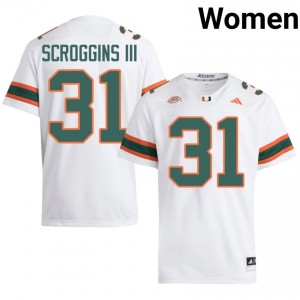 Herbert Scroggins III #31 UM Hurricanes Jersey | Exclusive White College Football Women Stitched 44923893