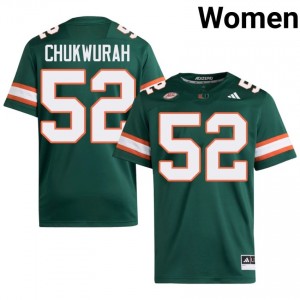 Isaac Chukwurah #52 UM Hurricanes Jersey | Pro-Grade Green College Football Women Stitched 18255778