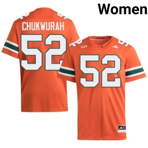UM Canes Isaac Chukwurah #52 Orange Jersey | Genuine Embroidery NCAA Football Women Apparel 58652308