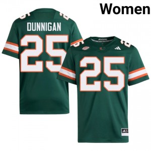 Green JJ Dunnigan #25 Hurricanes Jersey | Women High School Football Moisture Wicking Stitched 10563690