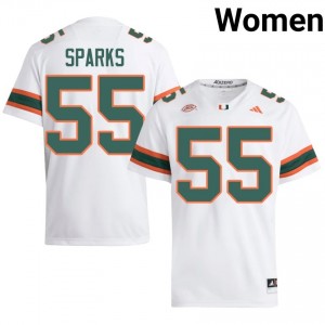 JJ Sparks #55 UM Hurricanes Jersey | Pro-Grade White College Football Women Stitched 84026278