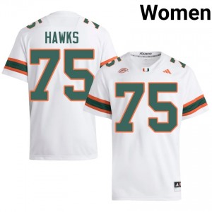 #75 Jacob Hawks Hurricanes White Jersey | Alumni Stitched Women Player Football Gear 37782010