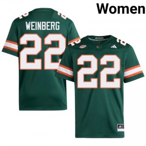 Jake Weinberg #22 UM Hurricanes Jersey | Exclusive Green College Football Women Stitched 40432738
