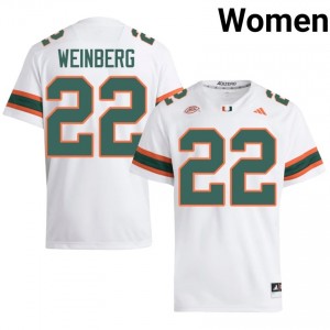 #22 Jake Weinberg Miami Hurricanes White Jersey | Classic Stitched Women Player Football Gear 83563658