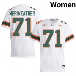 Jamal Meriweather #71 Miami Hurricanes Jersey | Gameday White College Football Women Stitched 98961457
