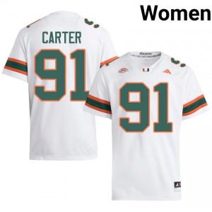 #91 Jarquez Carter Hurricanes White Jersey | Alumni Stitched Women Player Football Gear 59520112