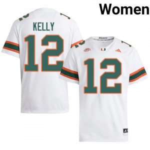White Jim Kelly #12 Hurricanes Jersey | Women High School Football Moisture Wicking Stitched 46692070