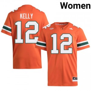 #12 Jim Kelly Miami Hurricanes Orange Jersey | Classic Embroidery Women Player Football Gear 21301478