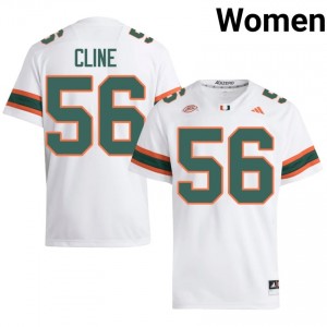 Elite Thread Johnathan Cline #56 Miami Canes White Jersey | Women University Football Stitched Fan Gear 37061206