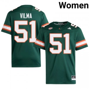 #51 Jonathan Vilma Hurricanes Green Jersey | Alumni Stitched Women Player Football Gear 91275476