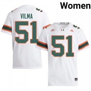 White Jonathan Vilma #51 Canes Jersey | Women High School Football Limited Stitched 71034485