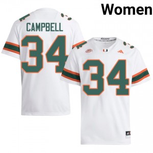 White Jordan Campbell #34 Canes Jersey | Women High School Football Limited Stitched 19708702