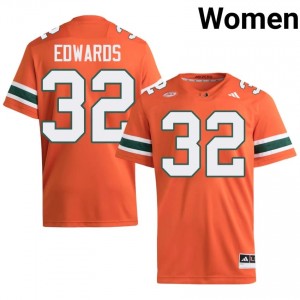Orange Justin Edwards #32 Canes Jersey | Women High School Football Fresh Embroidery 95514446