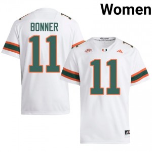 Kamal Bonner #11 Miami Hurricanes Jersey | Iconic White College Football Women Stitched 40376158