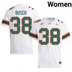 Elite Thread Karsten Busch #38 Miami Canes White Jersey | Women University Football Stitched Fan Gear 52800727