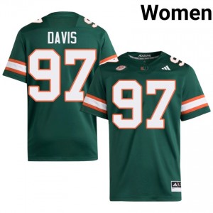 UM Canes Keona Davis #97 Green Jersey | Pro Cut Stitched NCAA Football Women Apparel 77454612