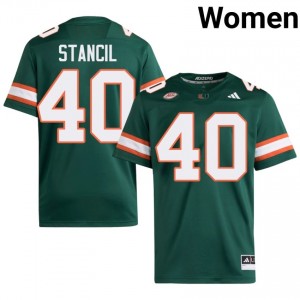 UM Canes Keshawn Stancil #40 Green Jersey | Pro Cut Stitched NCAA Football Women Apparel 80713795