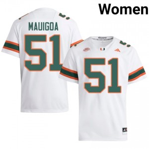 White Kiko Mauigoa #51 Canes Jersey | Women High School Football Limited Stitched 94391012