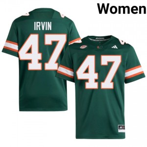 UM Canes Michael Irvin #47 Green Jersey | Genuine Stitched NCAA Football Women Apparel 49505591