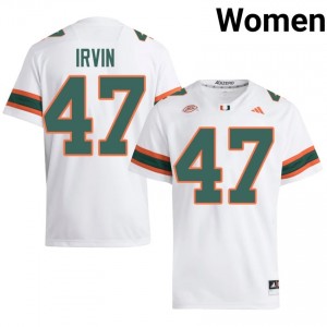 Michael Irvin #47 UM Hurricanes Jersey | Pro-Grade White College Football Women Stitched 19324778