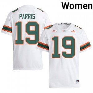 Miami Milan Parris #19 White Jersey | Essential Stitched NCAA Football Women Apparel 96705792