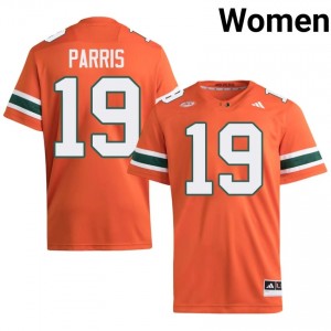 Milan Parris #19 Miami Hurricanes Jersey | Iconic Orange College Football Women Embroidery 52412056