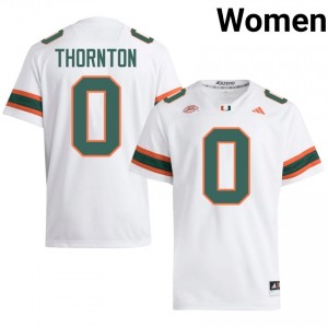 Durable Omar Thornton #0 UM Hurricanes White Jersey | Women University Football Stitched Fan Gear 73242117