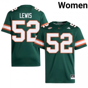 Elite Thread Ray Lewis #52 Miami Canes Green Jersey | Women University Football Stitched Fan Gear 38315329