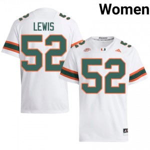 Top-Tier Ray Lewis #52 UM Hurricanes White Jersey | Women University Football Stitched Fan Gear 86022832