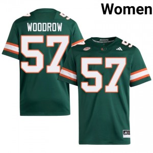 #57 Rhys Woodrow Miami Hurricanes Green Jersey | Classic Stitched Women Player Football Gear 74047585