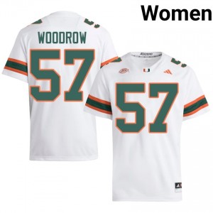 White Rhys Woodrow #57 Canes Jersey | Women High School Football Fresh Stitched 74805582