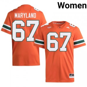 Russell Maryland #67 Miami Hurricanes Jersey | Iconic Orange College Football Women Embroidery 73754941