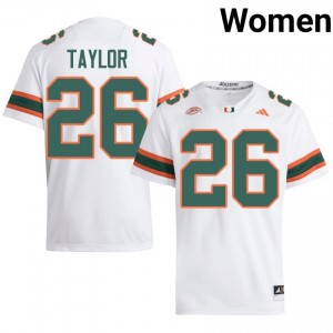 UM Canes Sean Taylor #26 White Jersey | Pro Cut Stitched NCAA Football Women Apparel 42933899