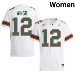White Somourian Wingo #12 Hurricanes Jersey | Women High School Football Moisture Wicking Stitched 80215168