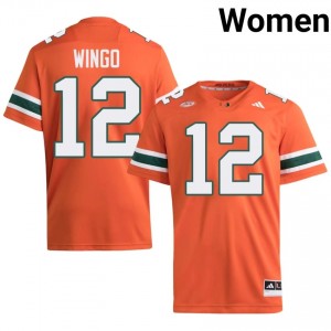 #12 Somourian Wingo Miami Hurricanes Orange Jersey | Classic Embroidery Women Player Football Gear 36074401