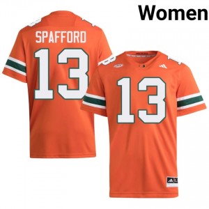 Vance Spafford #13 UM Hurricanes Jersey | Exclusive Orange College Football Women Embroidery 83172682