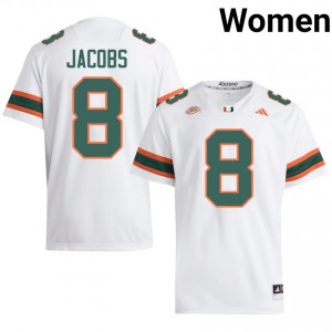 Officially Licensed Vandrevius Jacobs #8 Miami Canes White Jersey | Women University Football Stitched Fan Gear 78221237