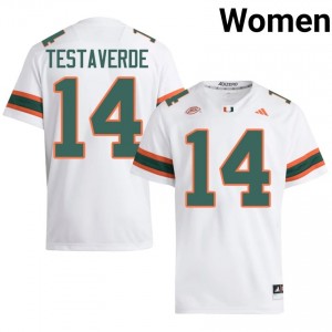 Elite Thread Vinny Testaverde #14 Miami Canes White Jersey | Women University Football Stitched Fan Gear 16911792