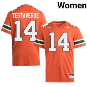 Orange Vinny Testaverde #14 Canes Jersey | Women High School Football Limited Embroidery 83991564