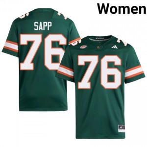 #76 Warren Sapp Miami Hurricanes Green Jersey | Classic Stitched Women Player Football Gear 66970524