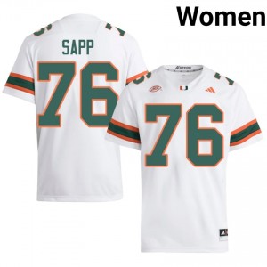 White Warren Sapp #76 Hurricanes Jersey | Women High School Football Moisture Wicking Stitched 38342348