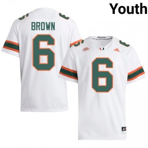 Miami CharMar Brown #6 White Jersey | Premium Stitched NCAA Football Youth Apparel 26314547