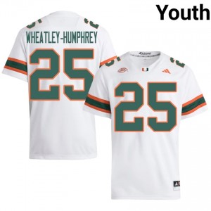 Officially Licensed Chris Wheatley-Humphrey #25 Miami Canes White Jersey | Youth University Football Stitched Fan Gear 73318399
