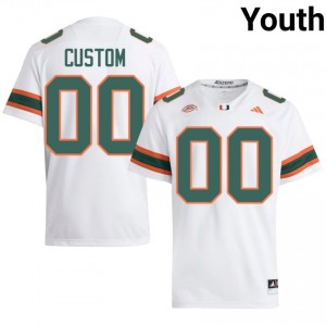 Custom #00 UM Hurricanes Jersey | Exclusive White College Football Youth Stitched 85414622